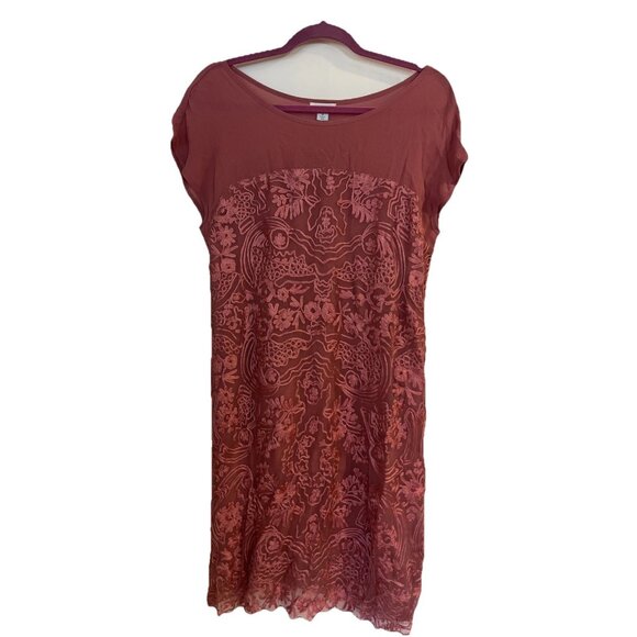Sundance Lillian Rose Dress Pink Lined Embroidered Sz Medium Midi Cap Sleeve - Picture 1 of 10